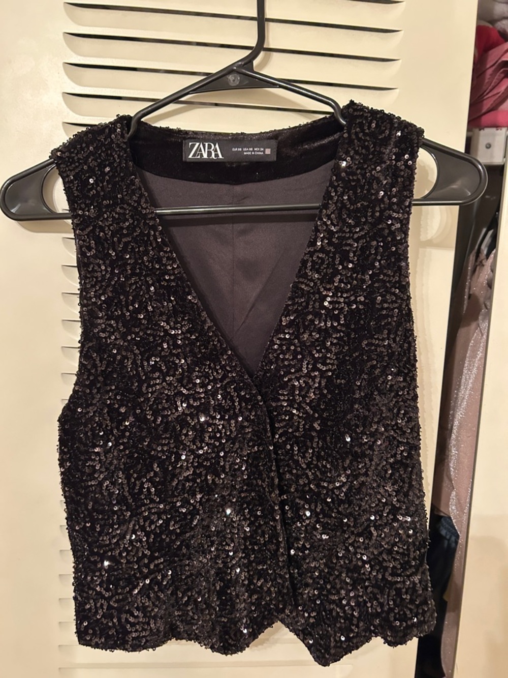 ZARA Black Sequin Sleeveless Vest